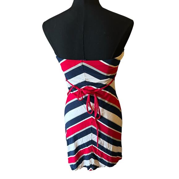 Vintage 1999 Women’s Tommy Hilfiger Red, White, Blue Strapless Dress Size Medium - Picture 4 of 8
